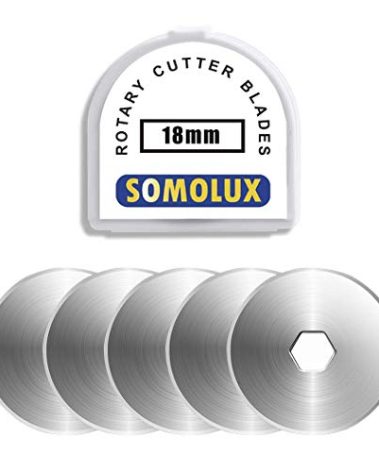 SOMOLUX 18mm Rotary Cutter Refill Blades 5 Pcs for OLFA Rotary Circle Cutter, Fiskars Replace Blades for Crafts Quilting Scrapbooking Sewing 18mm 5Pcs