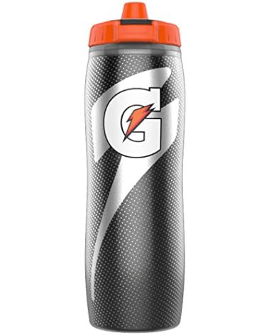 Gatorade Insulated Plastic Squeeze Bottle For Sports, Black, 30oz
