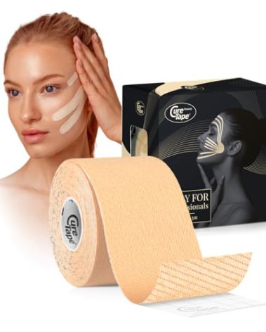 CureTape Beauty Kinesiology Tape | Anti-Wrinkle Face Tape | Face Lift Tape for Toning, Firming & Tightening The Skin | Kinesiology Tape for Face and Sensitive Skin | Soft on The Skin (2'' X 16')