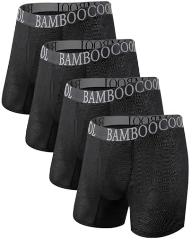 BAMBOO COOL Men's 360° Breathable Mesh Underwear Moisture-Wicking Boxer Briefs Cooling Performance,Multipack
