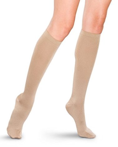 Therafirm Women's Support Trouser Socks - 20-30mmHg Moderate Compression Dress Socks (Khaki, Large)