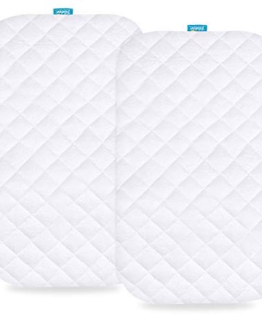 Waterproof Bassinet Mattress Pad Cover Compatible with ANGELBLISS Baby Bassinet, 2 Pack, Ultra Soft Surface, Breathable and Easy Care