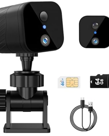 4G LTE Cellular Security Camera, Small 2K HD Wireless No WiFi Needed IR Night Vision PIR Motion Detection 90-Day Battery Life Portable Compact Mini Camera Built-in Sim Card (with 64GB SD Card)