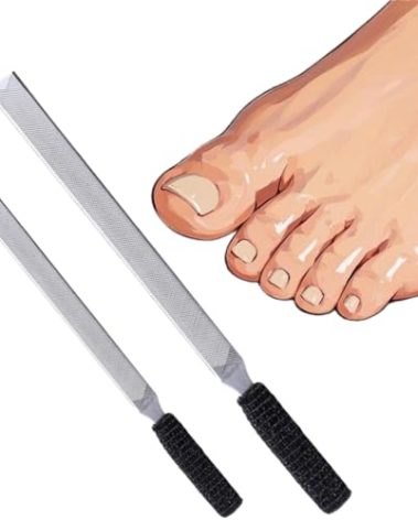 IDOU 2 Pieces Toe Nail Files for Thick Nails,Stainless Steel, 4 Sides for Men Seniors & Dogs