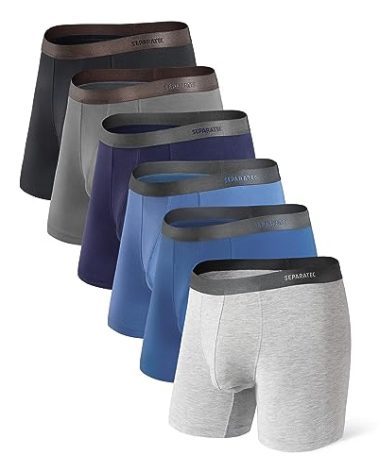 Separatec Mens Underwear with Pouch Moisture Wicking Rayon Made From Bamboo Underwear Men Breathable Boxer Briefs 3 or 6 Pack(S, Assorted Colors)