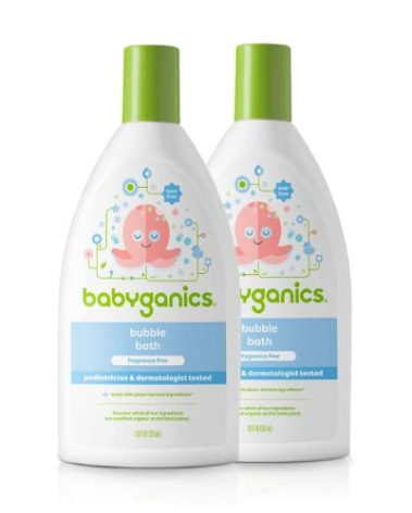 Babyganics Bubble Bath, Non-Allergenic, Gently Cleanses, Fragrance Free, 20 Fl Oz (Pack of 2), Packaging May Vary