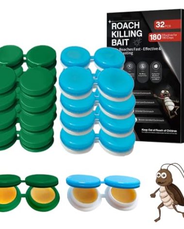 32 Pack Cockroach Gel Bait, Highly Effective Roach Gel Bait Indoor Infestation Solution, Fast Acting Cockroach Killer Indoor Home Kitchen Use, Easy to Apply & No Mess Roach Bait, Long-Lasting