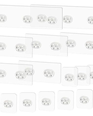 EILKBLA 15 Pack Shower Caddy Adhesive Replacement - Strong No Drilling Shower Shelf Adhesive Hooks for Bathroom Storage Shelves & Kitchen Racks, 3 Sizes Included