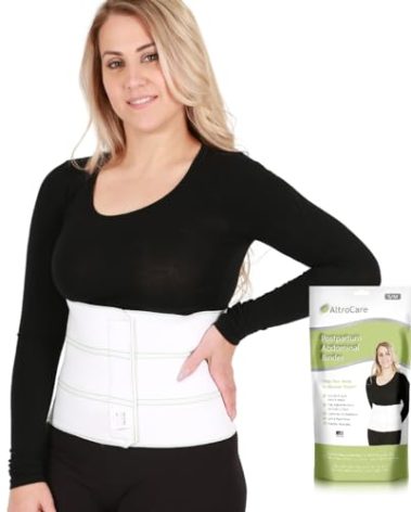 AltroCare Postpartum & Post Surgery Abdominal Binder. 3-Panel belly band for recovery after childbirth, hysterectomy, tummy tuck, hernia, diastasis recti. Size 2XL (60" to 75"). Made in USA.