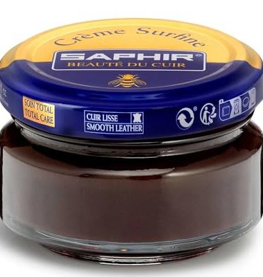 Saphir Creme Surfine Pommadier Shoe Polish - Beeswax Cream for Leather Products - Dark brown