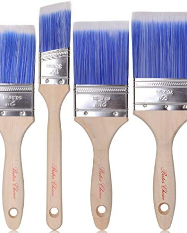 Bates 4 Pack Professional Paint Brush Set - Treated Wood Handle, Small & Stain Brushes