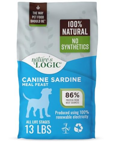 NATURE'S LOGIC Dry Dog Food - 100% Natural - No Synthetics - for All Ages, Sizes, Breeds - Free from Common Allergens, High Protein - Sardine Meal Feast, 13lbs