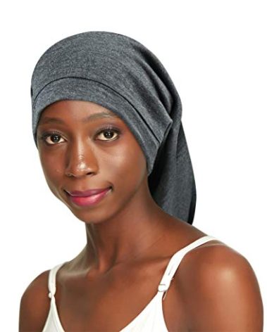 Awefeel Satin Hair Bonnet for Curly Hair Sleeping Dread Cap Dark Grey