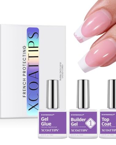 btartboxnails Nail Tips Builder Gel Set - 15ml Nail Tip Builder Gel 15ml Top Coat with Gel Nail Glue for French Tip Gel Nails 30+Days Long Lasting