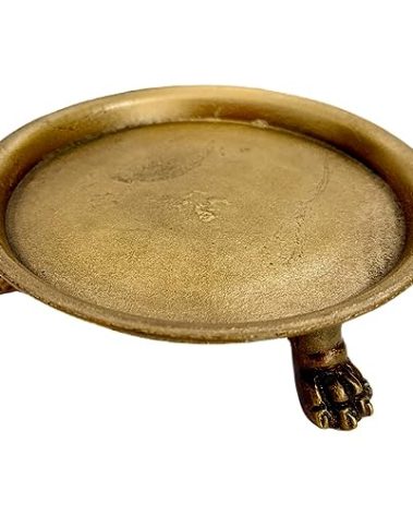 Hapton House 100% Solid Brass Clawfoot Candle Dish - Pedestal Dish - Candle Holder - Jewelry Holder - Perfect for Wax Candles, Rings, and Trinkets
