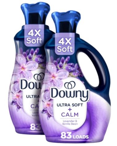 Downy Ultra Soft Fabric Softener Liquid, Calm, Lavender and Vanilla Bean, 56 fl oz, 83 Loads, Downy Fabric Softener, Laundry- Pack of 2