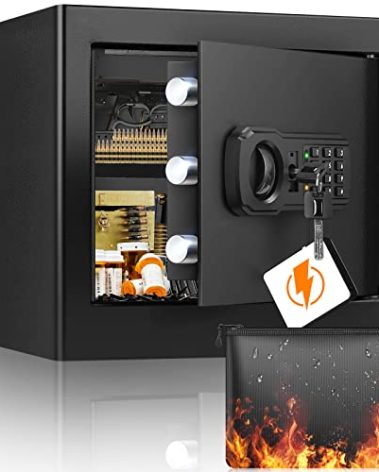1.2 Cubic Home Safe with Fireproof Bag, Anti-Theft Safe Box for Pistol, Money, Medicine & Documents