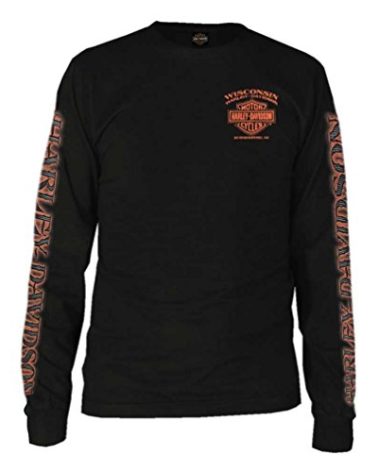Harley-Davidson Men's Eagle Piston Long Sleeve Crew Shirt, Black 30299947 (L)