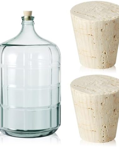 Ziliny 2 Pcs Carboy Cork Stopper, Glass Carboy Cap for 1, 3, 5, 6 Gallon Glass Water Jug, Wood Tapered Fermentation Cap Cork Stoppers (5 Gallon)