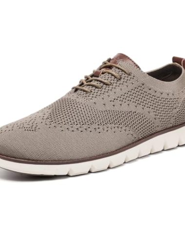 HONGGUOZI Wide Dress Sneaker Shoes for Men - Men's Casual Business Dress Breeze Shoes Khaki 9