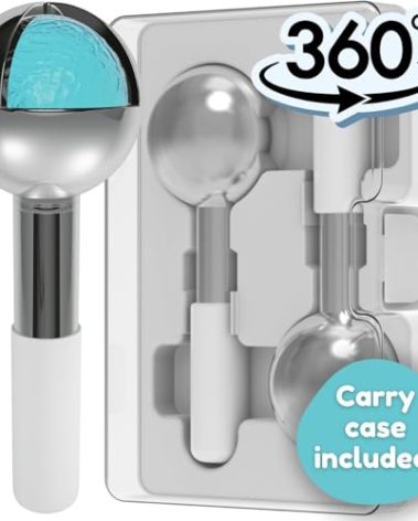 Eli with Love Ice Globes for Facials - 360 Rotating Unbreakable Steel Ice Globes with Carry Case - Professional Esthetician Supplies - Ice Roller for Face and Eyes - Ideal Skincare Tool (White)