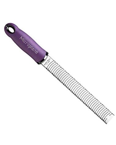 Microplane Premium Classic Series Zester/Grater with USA-Made Blade, Eggplant Purple Handle – Ideal for Cheese, Citrus, & Chocolate