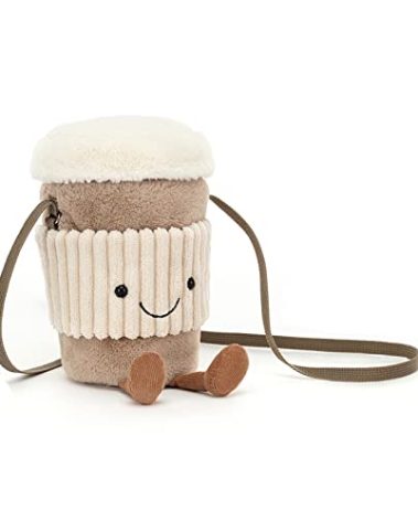 Jellycat Amuseables Coffee-To-Go Plush Bag, 8 inches - Crossbody and Shoulder Purse - Fun and Unique Handbag