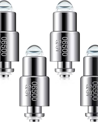 Funtery 4 Pcs Halogen Replacement Bulbs Compatible with Welch Allyn, 3.5v Lamp Type 06500-u Otoscope Lamp