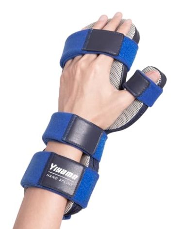 YiYame Resting Hand Splint, Stroke Hand Brace with Finger Support, Hand immobilizer for Carpal Tunnel Wrist Night Support, 5 fingers Straightening, Flexion Contractures, Fits Right & Left, M