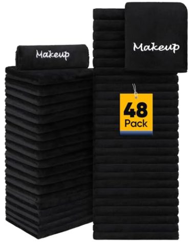 UNIMADE Makeup Remover Cloth, 48 Pack Black Facial Wash Cloths, Soft Coral Fleece Microfiber Towel for Face, Hand, and Bathroom(13" x 13")
