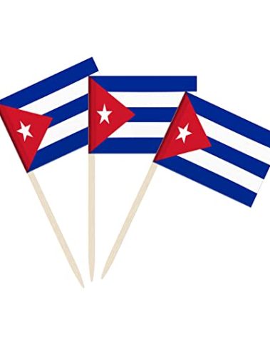 100 Pack Cuba Flag Cuban Toothpick Flags, Cocktail Picks Mini Stick Cupcake Toppers Country Picks Party Decoration Celebration Cocktail Food Bar Cake Flags (Cuba)