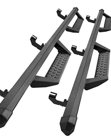 SMANOW Drop Down Running Boards Compatible with 2018-2025 Jeep Wrangler JL 4 Door, Dual-Stage Textured Black Powder Coated, 4 Inch Step Bars Side Step BCKA.