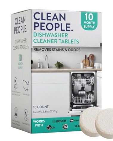 THE CLEAN PEOPLE Dishwasher Cleaner - Dishwasher Cleaner Tablets for Removing Limescale, Mineral Buildup, Grease & Odors - 10 Count, Citrus Scent