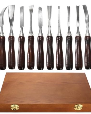 Covzoe 12 Pieces Wood Chisel Set, Woodworking Carving Tools with Wooden Box, CR-V Steel Edge Blade with Premium Wood Handle, Professional Wood Gouge Turning Tools for Craftsman Carpenter Beginners