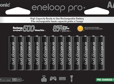 Eneloop Panasonic BK-4HCCA12FA pro AAA High Capacity Ni-MH Pre-Charged Rechargeable Batteries, 12-Battery Pack