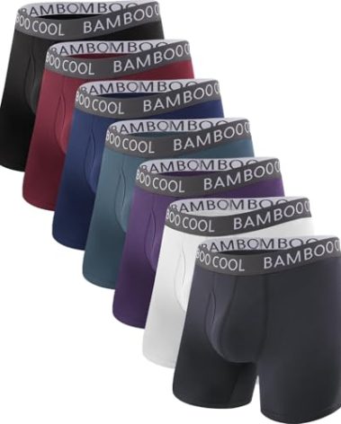 BAMBOO COOL Men's Ultra ComfortSoft Underwear, Moisture Wicking & Breathable No Ride Up Boxer Briefs with Fly, Multipack