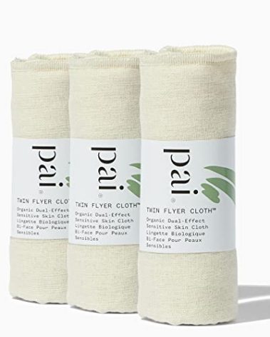 Pai Skincare - The Twin Flyer Organic Dual-Effect Face Cloth | Natural, Vegan, Sensitive Skincare (3 Pack)