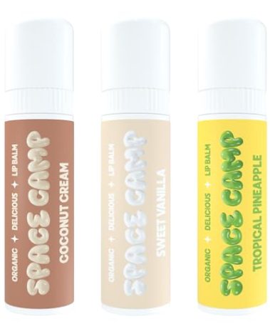 Space Camp Wellness Jumbo Lip Balm - Pool Club Pack Variety Flavored Balm (Tropical Pineapple, Sweet Vanilla, and Coconut Cream) - 3 Pack