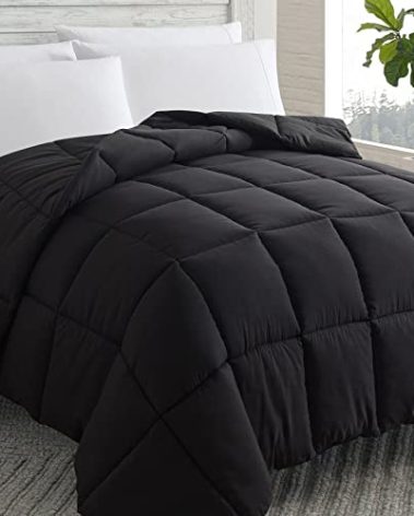 Cosybay Down Alternative Comforter (Black, Cal-King) - All Season Soft Quilted California King Size Bed Comforter - Duvet Insert with Corner Tabs -Winter Summer Warm Fluffy, 104x96 inches