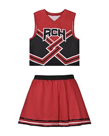 Bring It On Cheerleader Costume for Women RCH Top Skirt Girl Cheerleaders Uniform Girls United Cos Outfits (L)