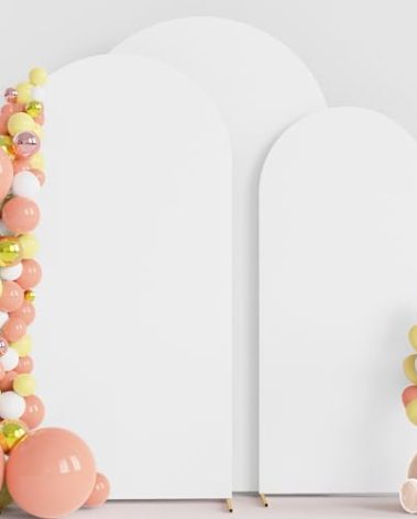 Wokceer Wedding Arch Cover (8FT, 7.2FT, 6.6FT) Set of 3 Spandex Fitted Wedding Arch Stand Covers Round Top Chiara Arch Backdrop Stands Cover for Birthday Party Ceremony Banquet Decor White