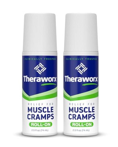 Theraworx Relief for Muscle Cramps Roll-On Fast-Acting Muscle Spasm, Leg Soreness with Magnesium Sulfate - 2.5 oz - 2 Count