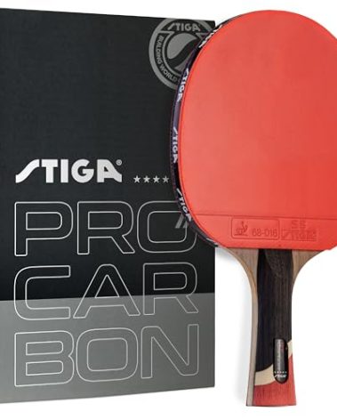 STIGA Pro Carbon Performance-Level Table Tennis Racket with Carbon Technology for Tournament Play - Red and Blue Colors