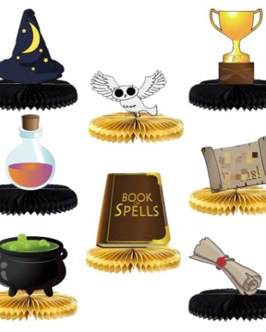 8Pcs Magical Wizard Honeycomb Centerpiece Table Decorations Magical Wizard Theme Party Decorate
