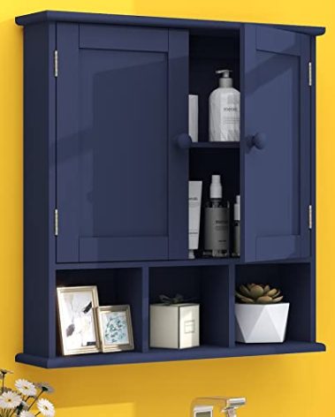TaoHFE Blue Bathroom Cabinet,Bathroom Wall Cabinet with 2 Door Adjustable Shelves,Over The Toilet Storage Cabinet,Bathroom Cabinet Wall Mounted,Medicine Cabinets Laundry Room Kitchen