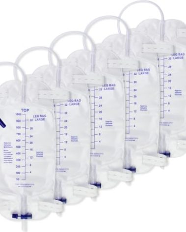 5PCS Leg Urinary Drainage Bags,1000ML Large Capacity Catheter Leg Bag,2 Adjustable Elastic Straps,Easy to Turn Over for Drainage,Automatic Drain Switch,Professional Urinary Bag for Men And Women