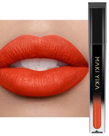 MAKI YIKA Orange Lipstick for Women Color Stay Long Lasting Lipsticks, No Smudge Matte Liquid Lipstick Transferproof Cruelty-Free Lip Color, Orange