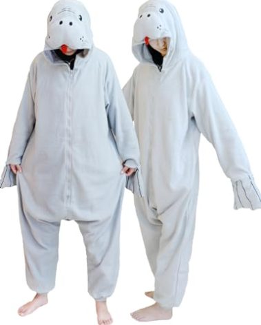 ABPTBAZ Adult Manatee Costume Onesie Pajamas Plush Funny Halloween Christmas Women men