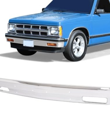 KUAFU Front Bumper Face Bar Compatible with 1982-1994 Chevy Chevrolet S10 Blazer GMC S15 Jimmy Sonoma W/License Plate W/O Impact Strip Holes Impact Bar Replacement for GM1002365 14033726