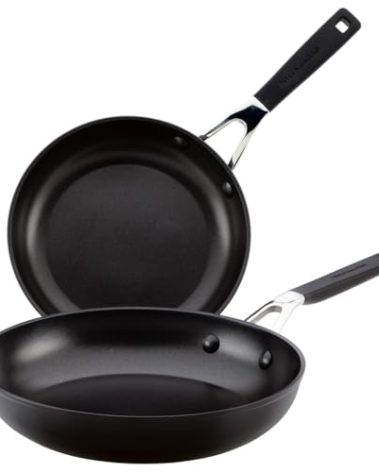 KitchenAid 84803 Hard Anodized Nonstick Frying Pans/Skillet Set, 8.25 Inch and 10 Inch - Onyx Black